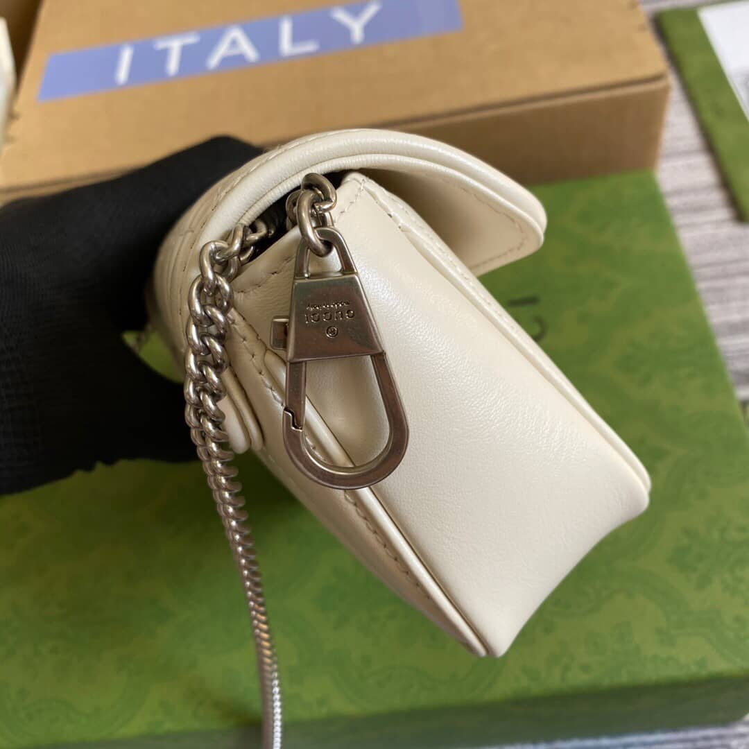 Gvc*1 GG Marmont Matelasse Leather Mini Shoulder Bag Replica White 476433