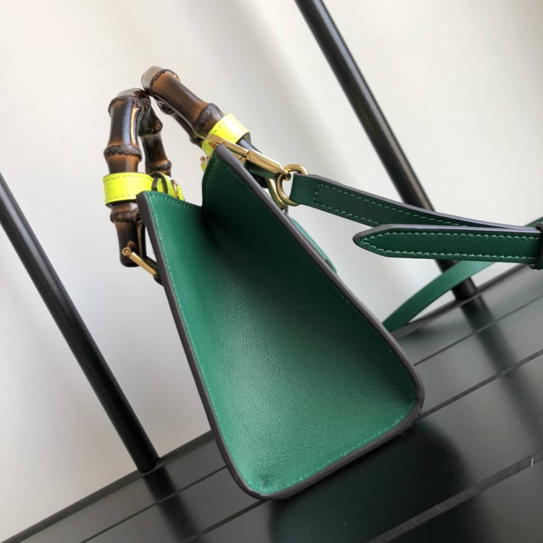Gvc*1 Diana Mini Bamboo Tote Bag Replica Green 655661