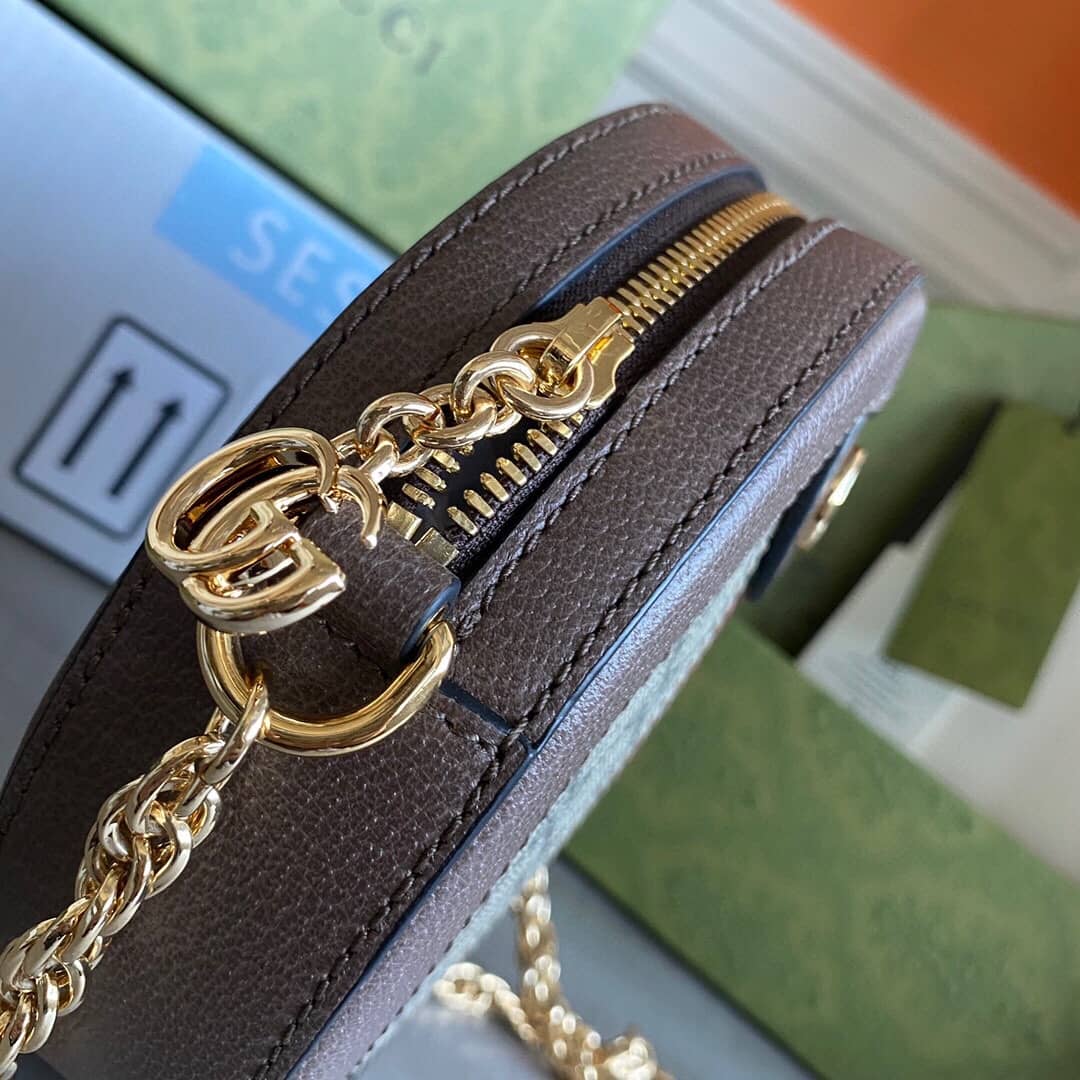 Gvc*1 Ophidia Mini Round Shoulder Bag Replica Brown 550618