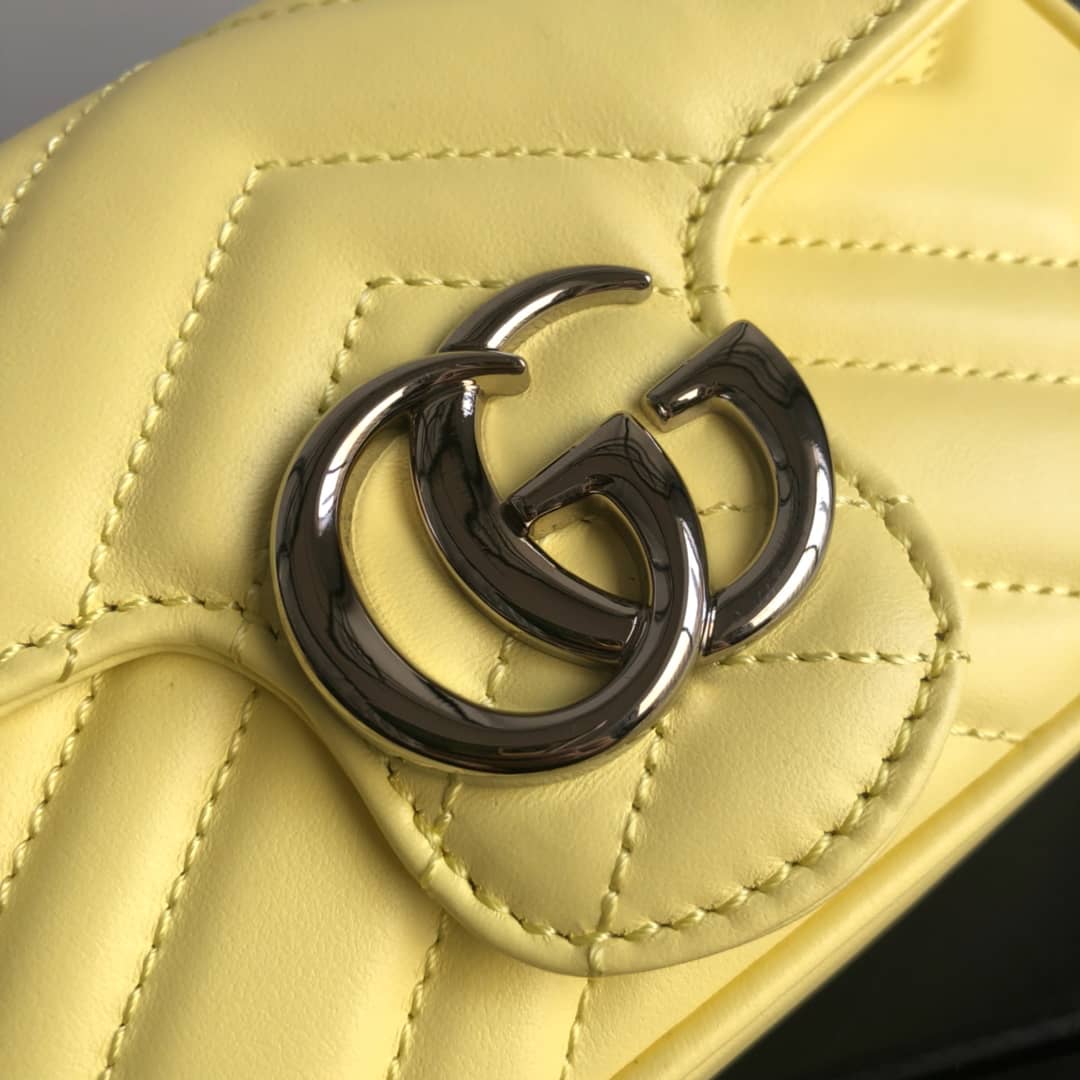 Gvc*1 GG Marmont Matelasse Leather Mini Shoulder Bag Replica Yellow 476433
