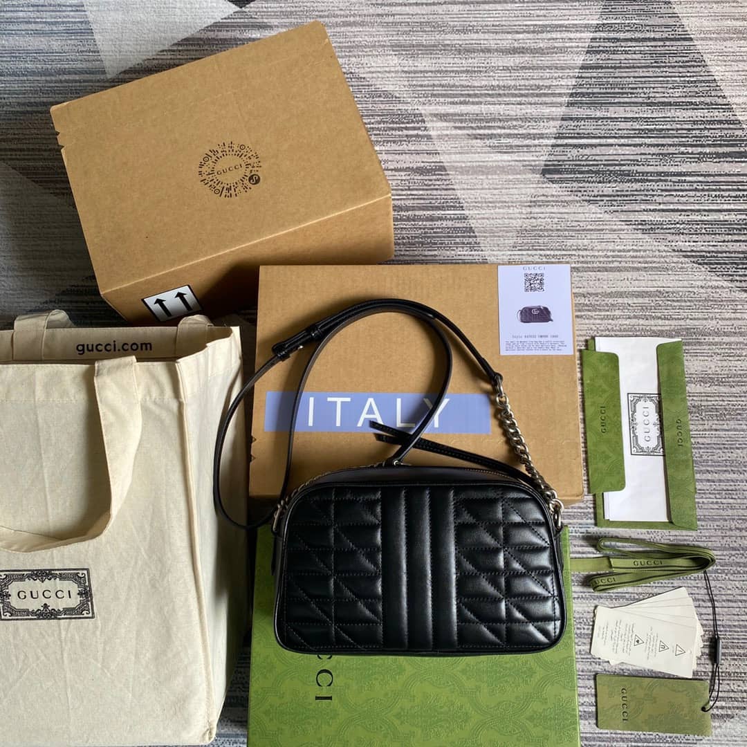 Gvc*1 GG Marmont Small Shoulder Handbag Camera Bag Replica Black 447632