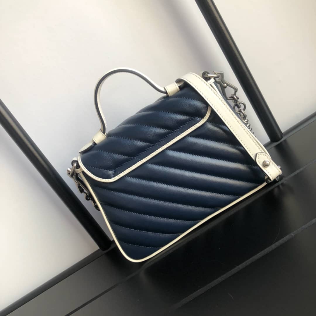 Gvc*1 GG Marmont Mini Top Handle Bag Replica Blue 583571