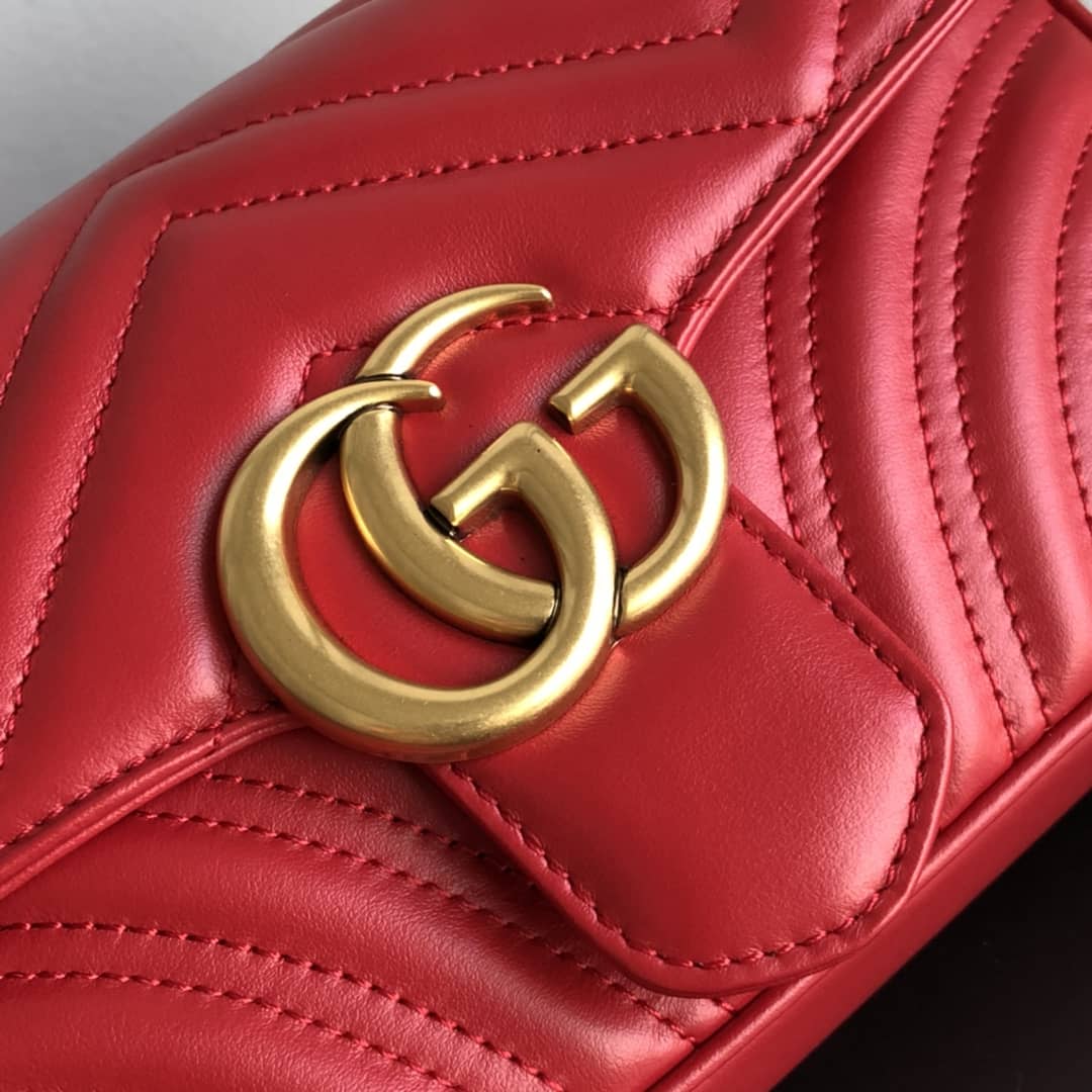 Gvc*1 GG Marmont Mini Matelasse Shoulder Bag Replica Red 446744