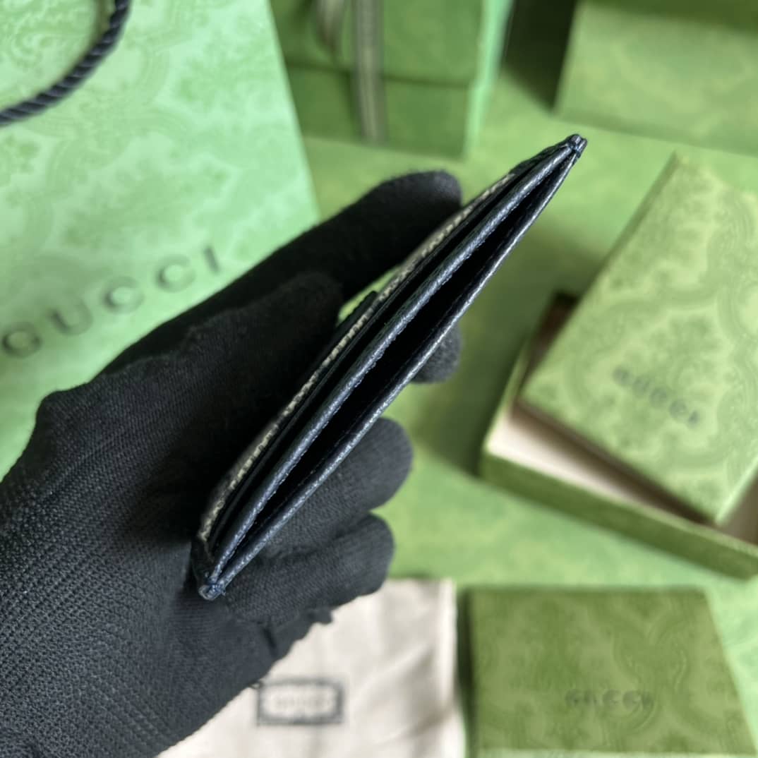 Gvc*1 Interlocking G Card Case Beige Leather 673002 Replica Wallet