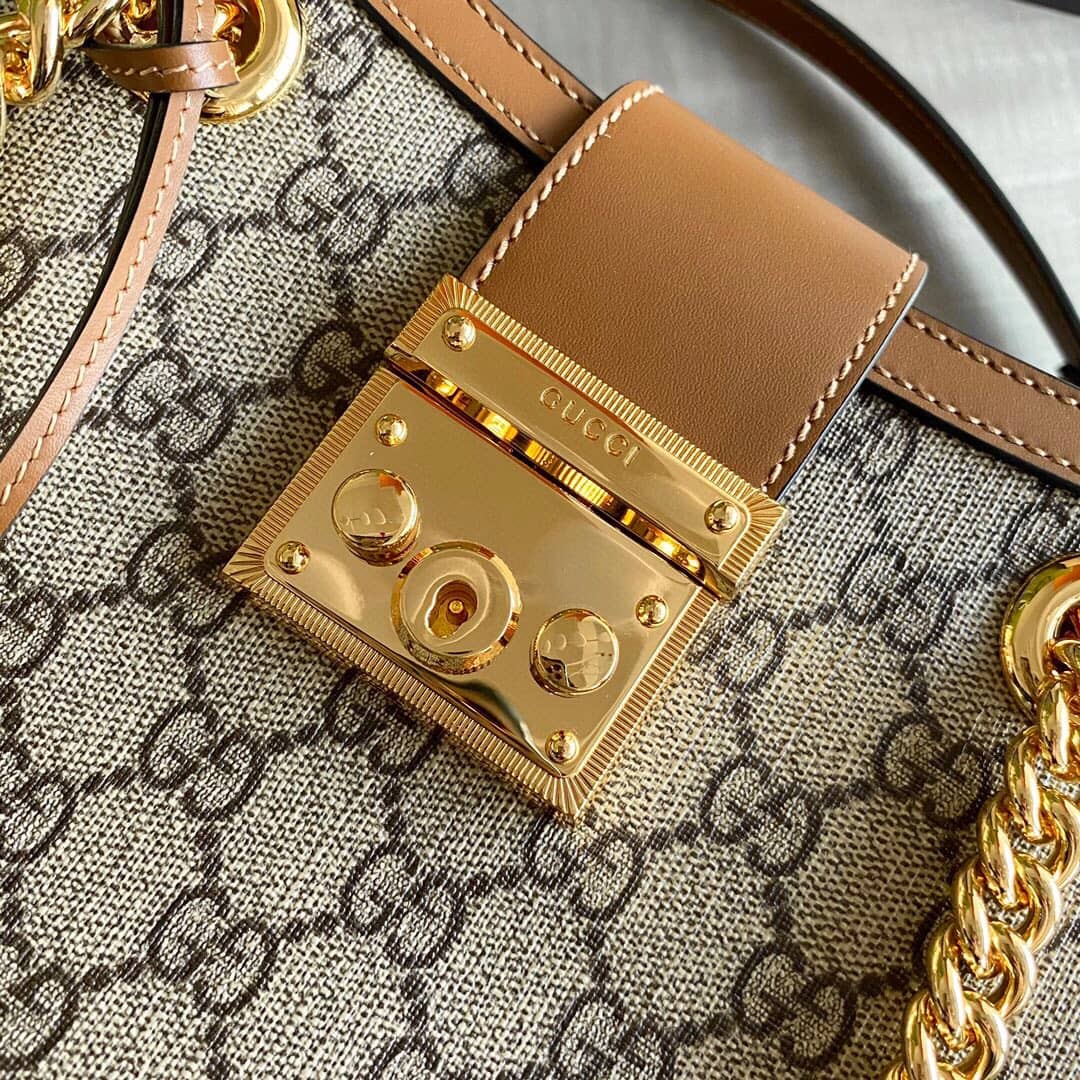 Gvc*1 Padlock Small GG Svp*me Canvas Shoulder Bag Replica Brown 498156