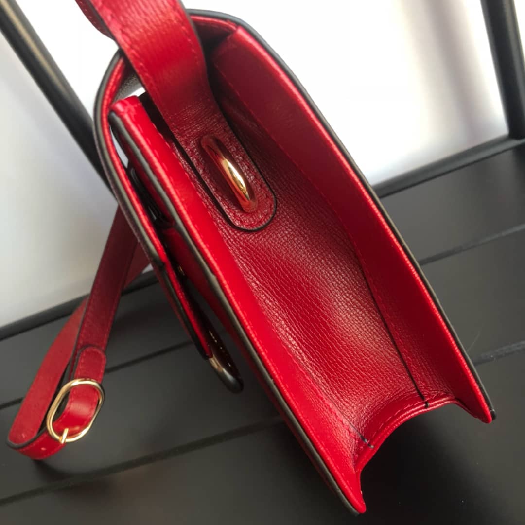 Gvc*1 GG Ring Torchon Leather Shoulder Bag Replica Red 589474