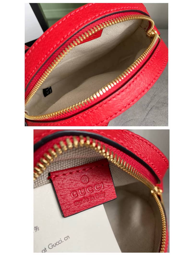 Gvc*1 Ophidia Mini Round Shoulder Bag Replica Red 550618