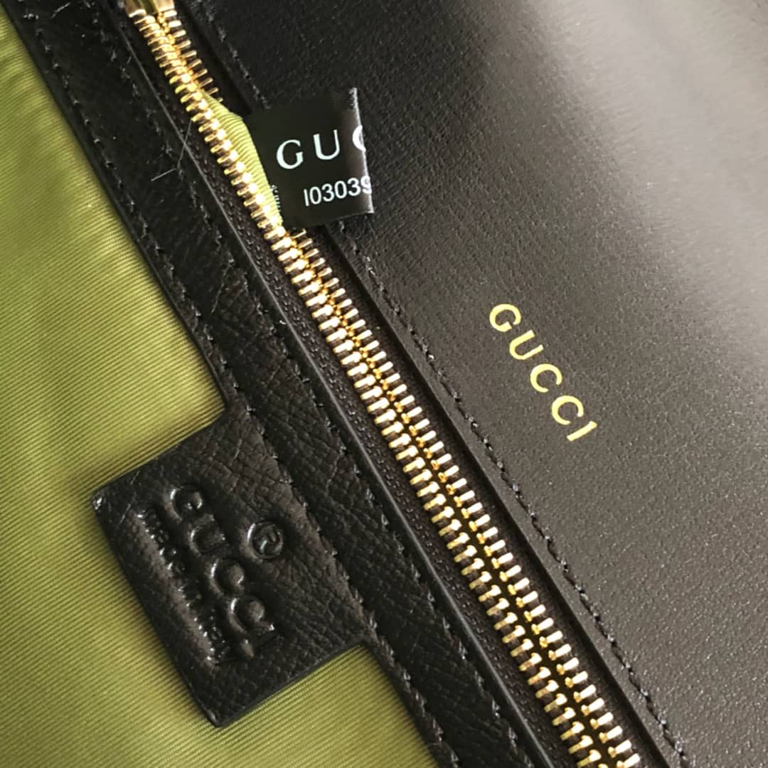 Gvc*1 GG Ring Torchon Leather Shoulder Bag Replica Black 589474