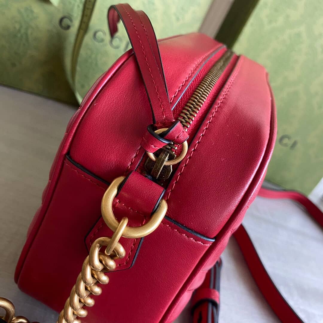 Gvc*1 GG Marmont Small Shoulder Handbag Camera Bag Replica Red 447632