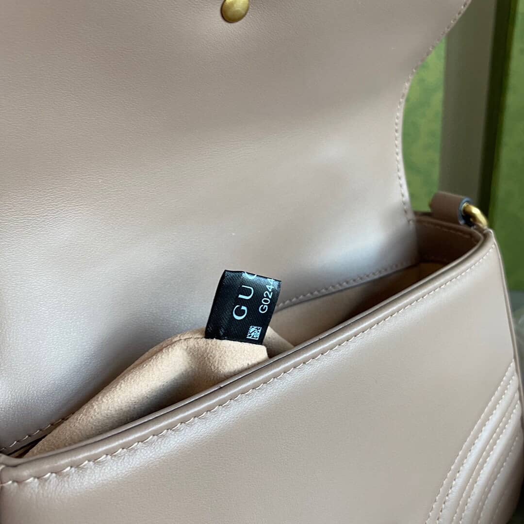 Gvc*1 GG Marmont Mini Leather Top Handle Bag Replica Apricot 547260