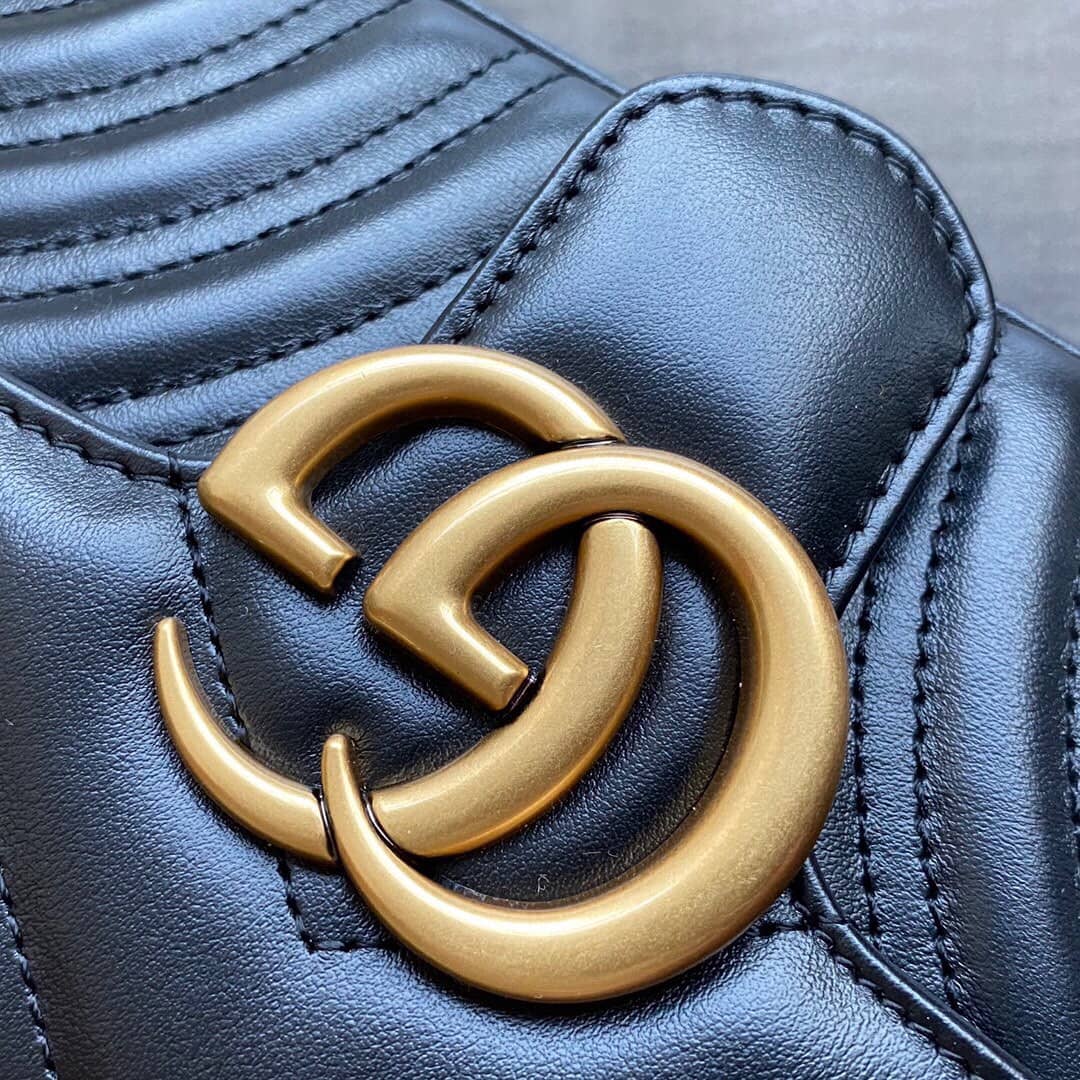 Gvc*1 GG Marmont Mini Matelasse Shoulder Bag Replica Black 446744