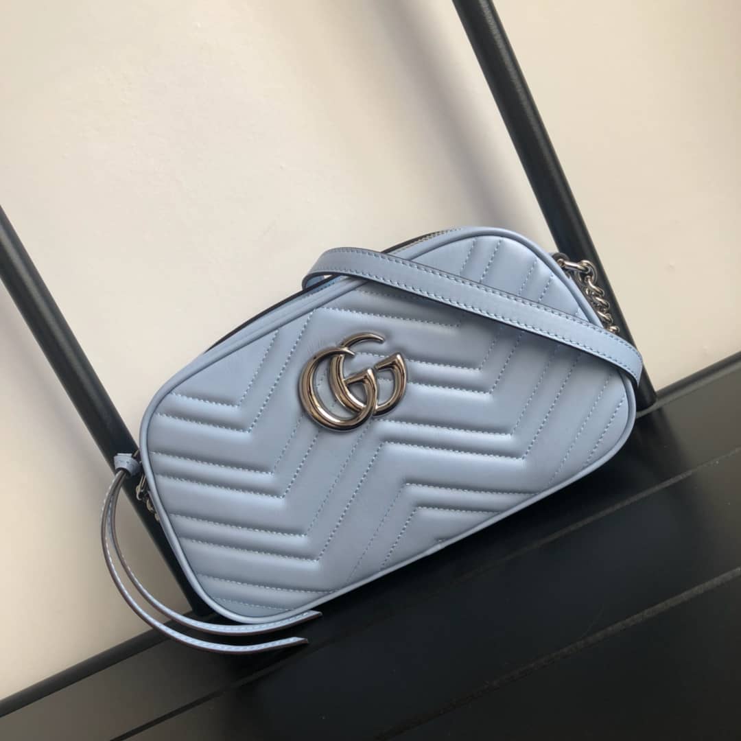 Gvc*1 GG Marmont Small Shoulder Handbag Camera Bag Replica Blue 447632