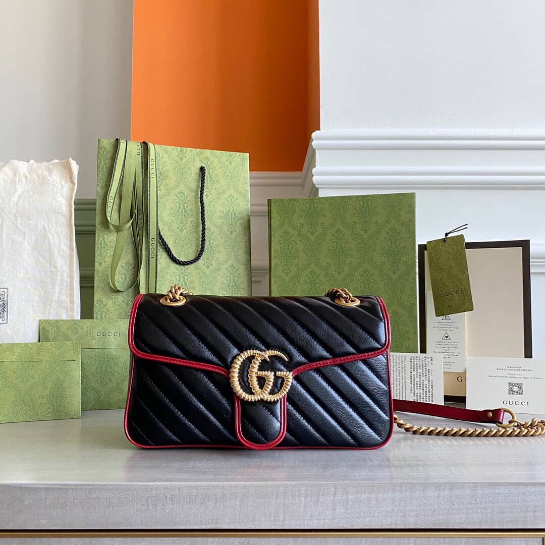 Gvc*1 GG Marmont Matelasse Shoulder Bag Replica Black 443497