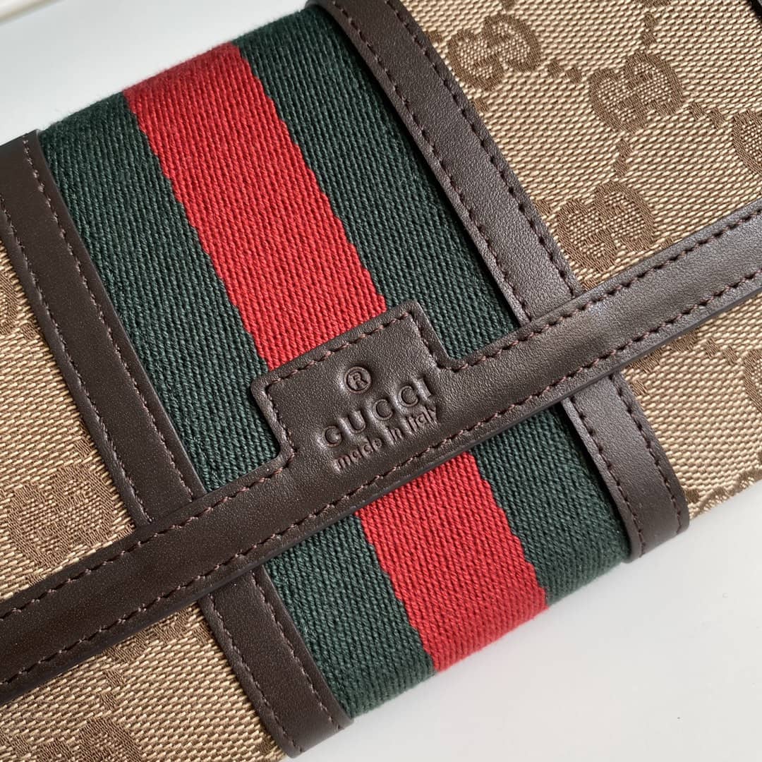 Gvc*1 Monogram Vintage Web Long Button Canvas Wallet