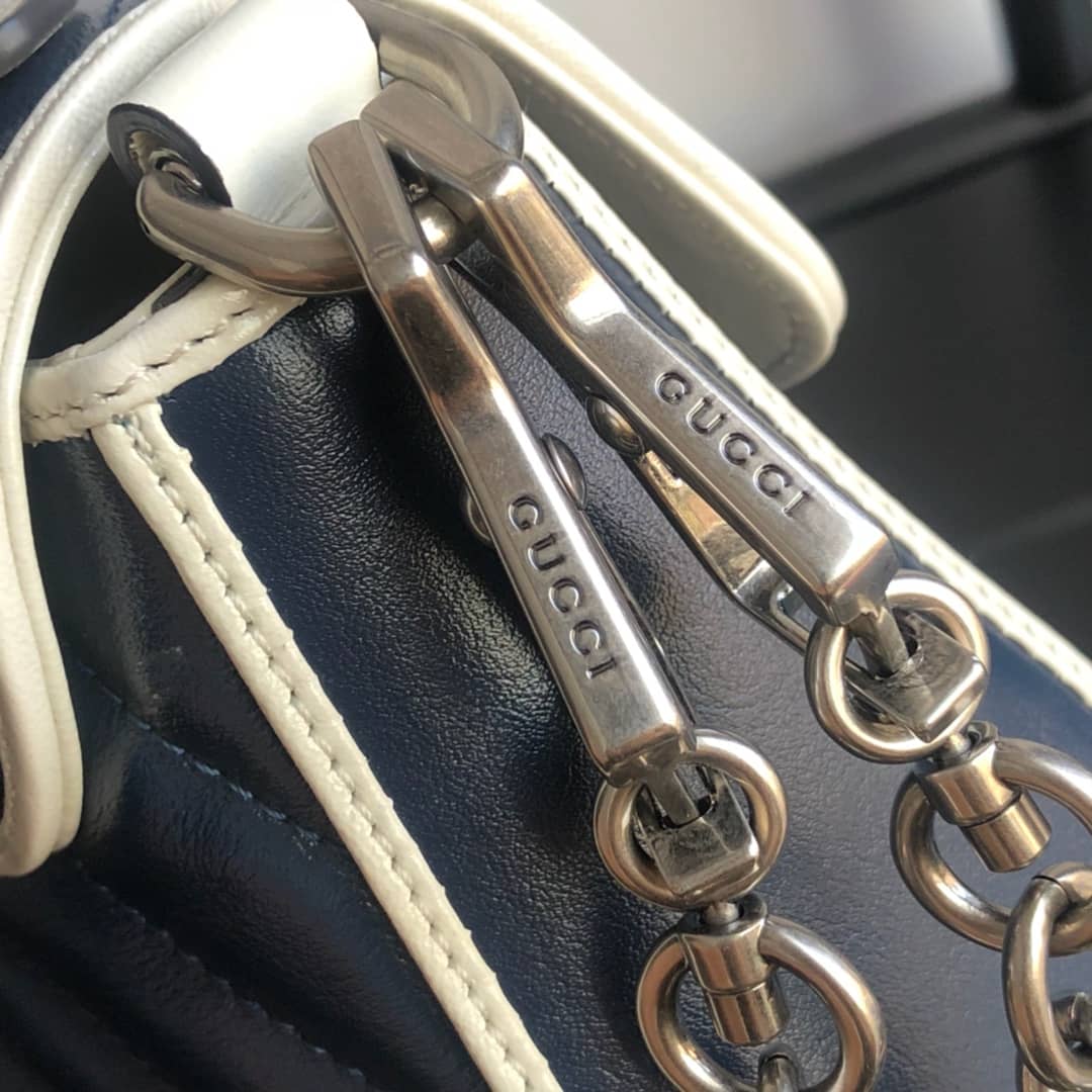 Gvc*1 GG Marmont Mini Top Handle Bag Replica Blue 583571