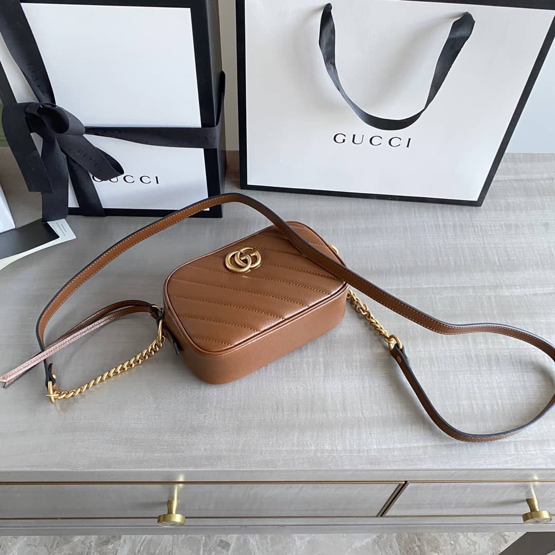 Gvc*1 GG Marmont Matelassé Mini Bag Replica Brown 448065