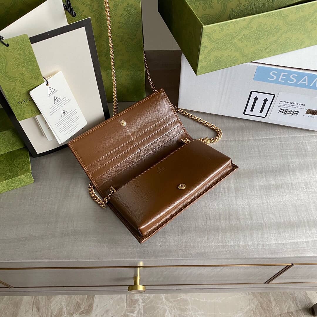 Gvc*1 GG Svp*me Horsebit 1955 Chain Wallet Replica 621892