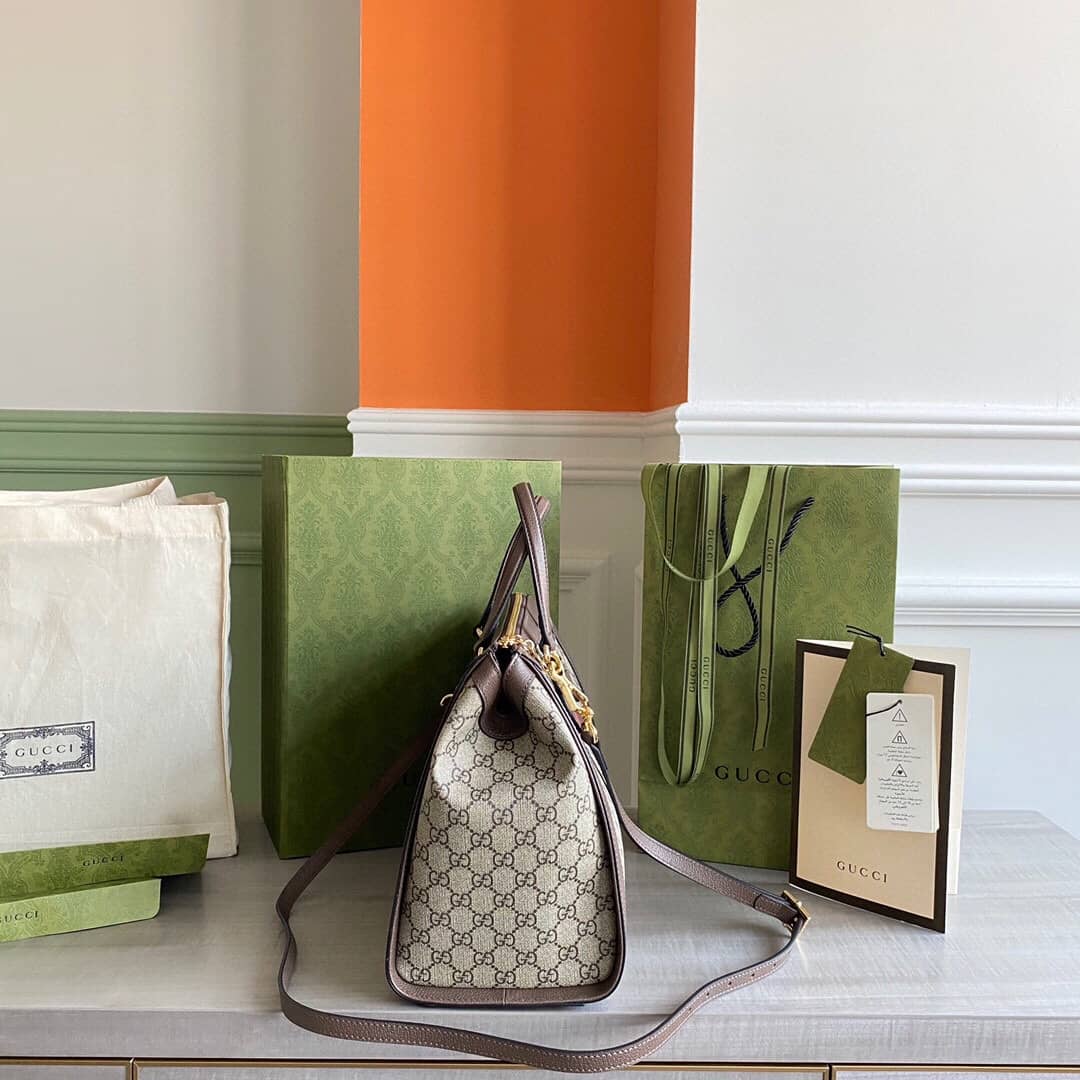 Gvc*1 Ophidia Medium GG Svp*me Tote Shoulder Bag Replica Gray 524537