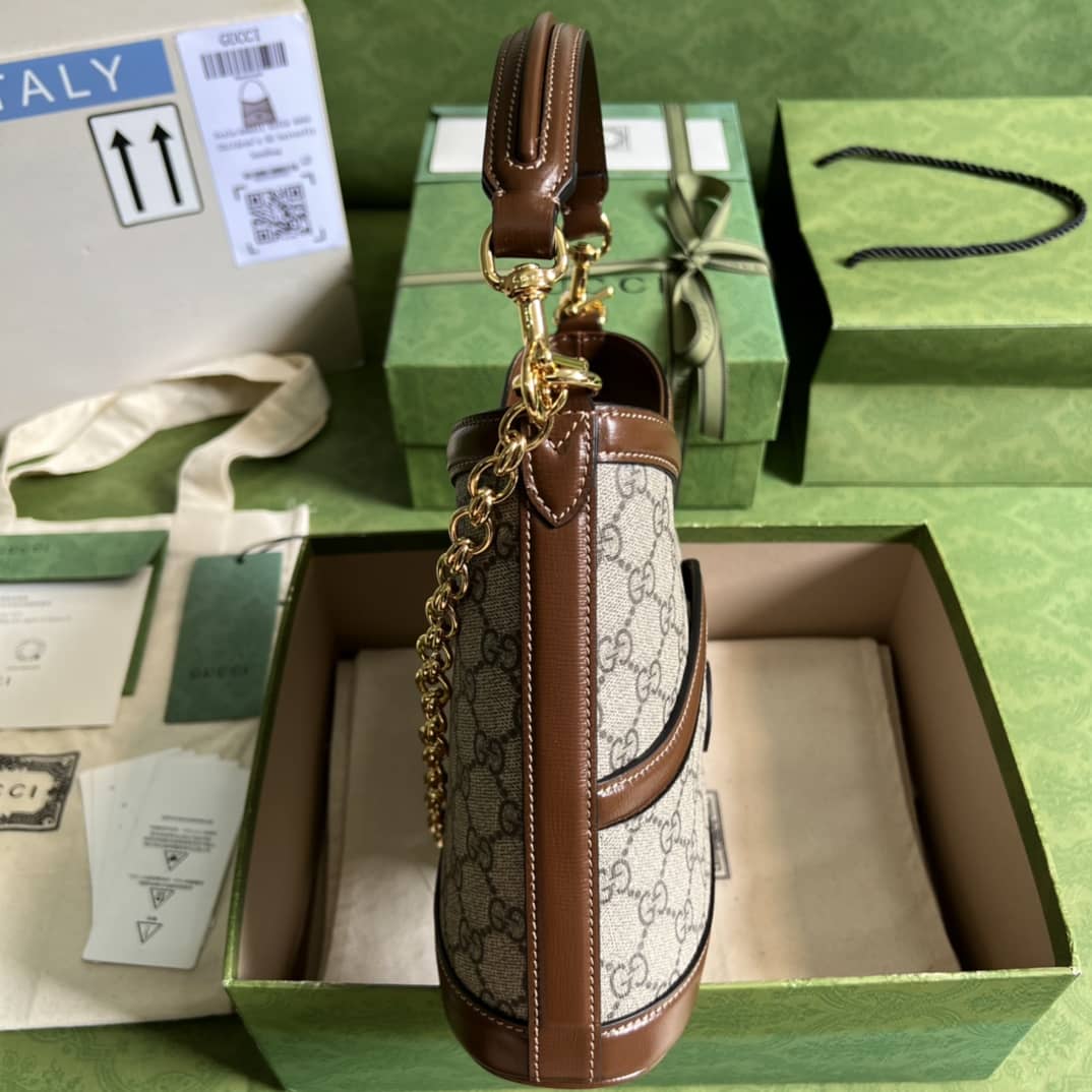 Gvc*1 Large With Interlocking G Brown 696011 Replica Shoulder Bag