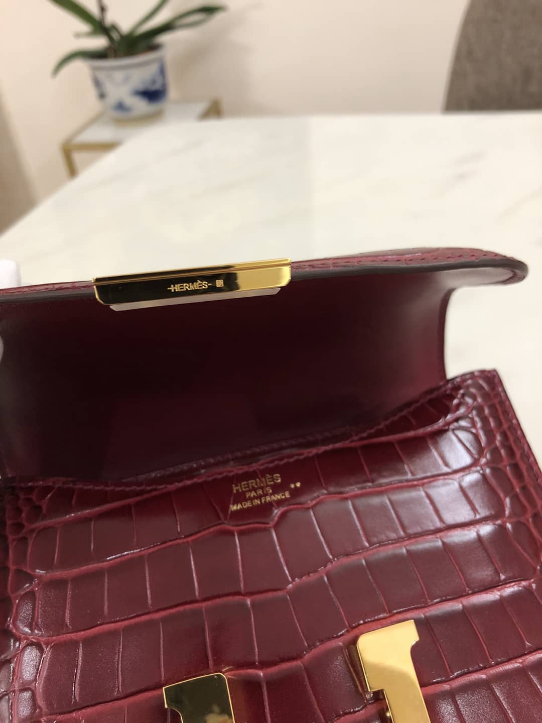 H**me5 Replica Constance 18CM Crocodile Shiny Bag