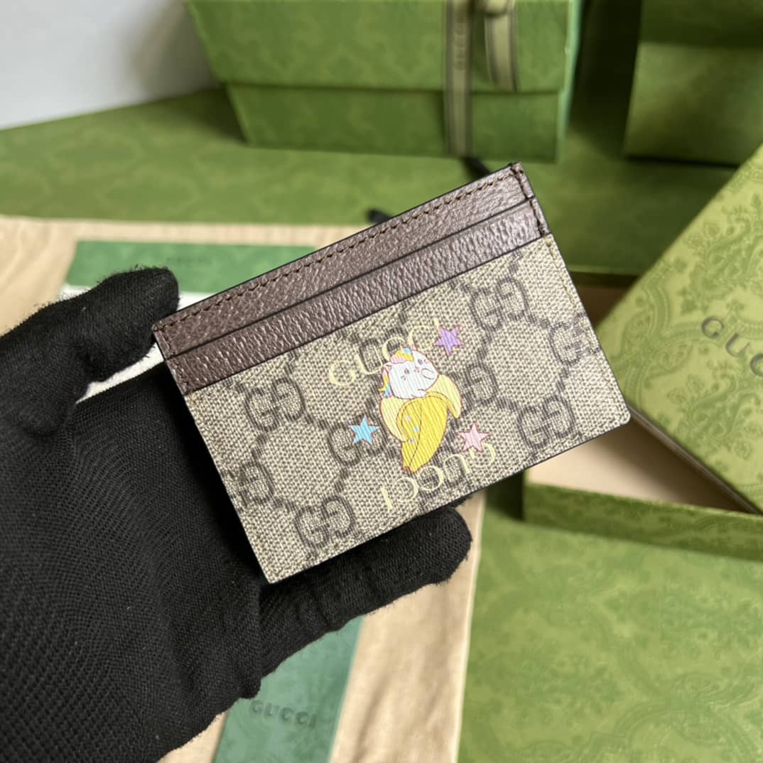 Gvc*1 Star Bananya Print Card Case Brown 701064 Replica Wallet