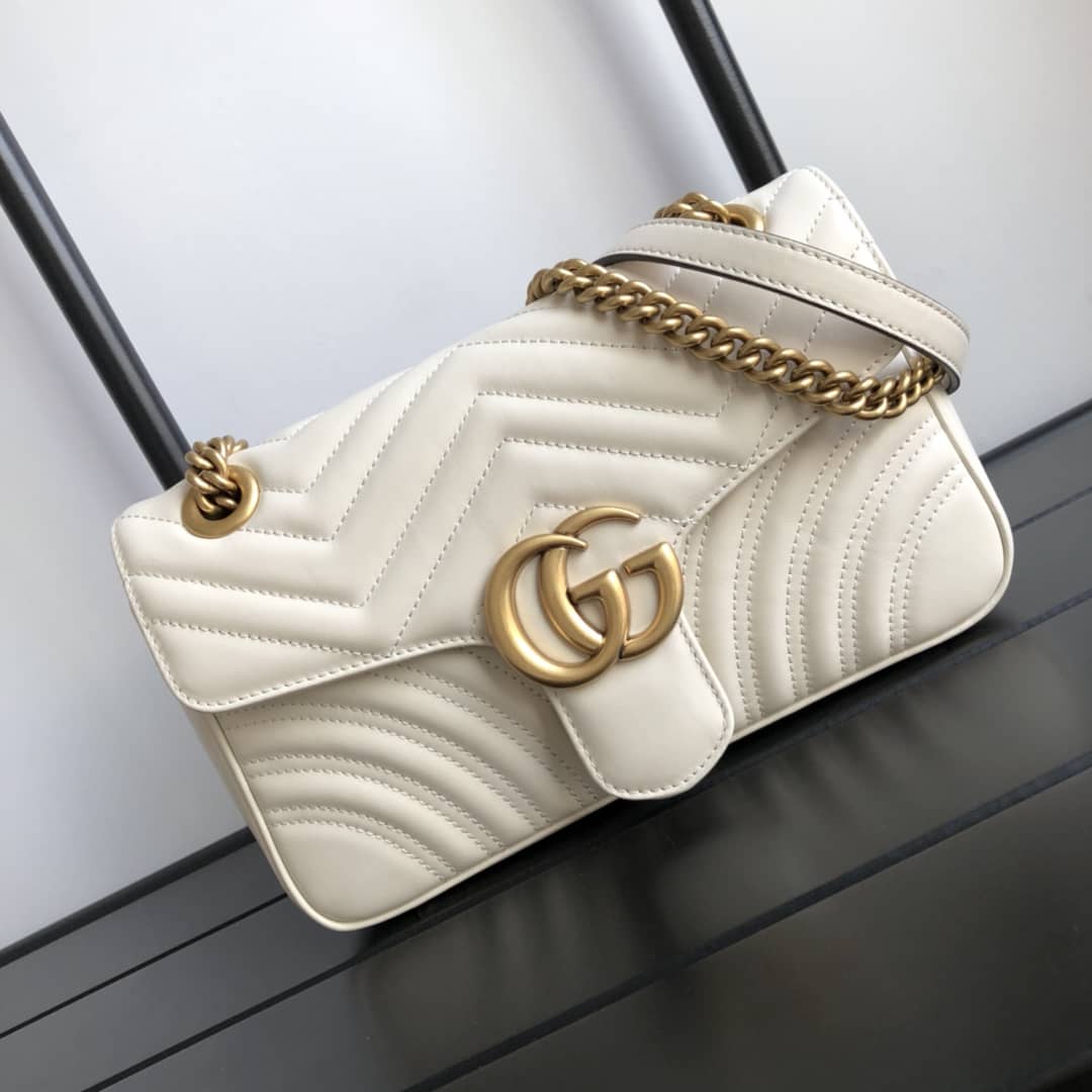 Gvc*1 GG Marmont Matelasse Shoulder Bag Replica White 443497