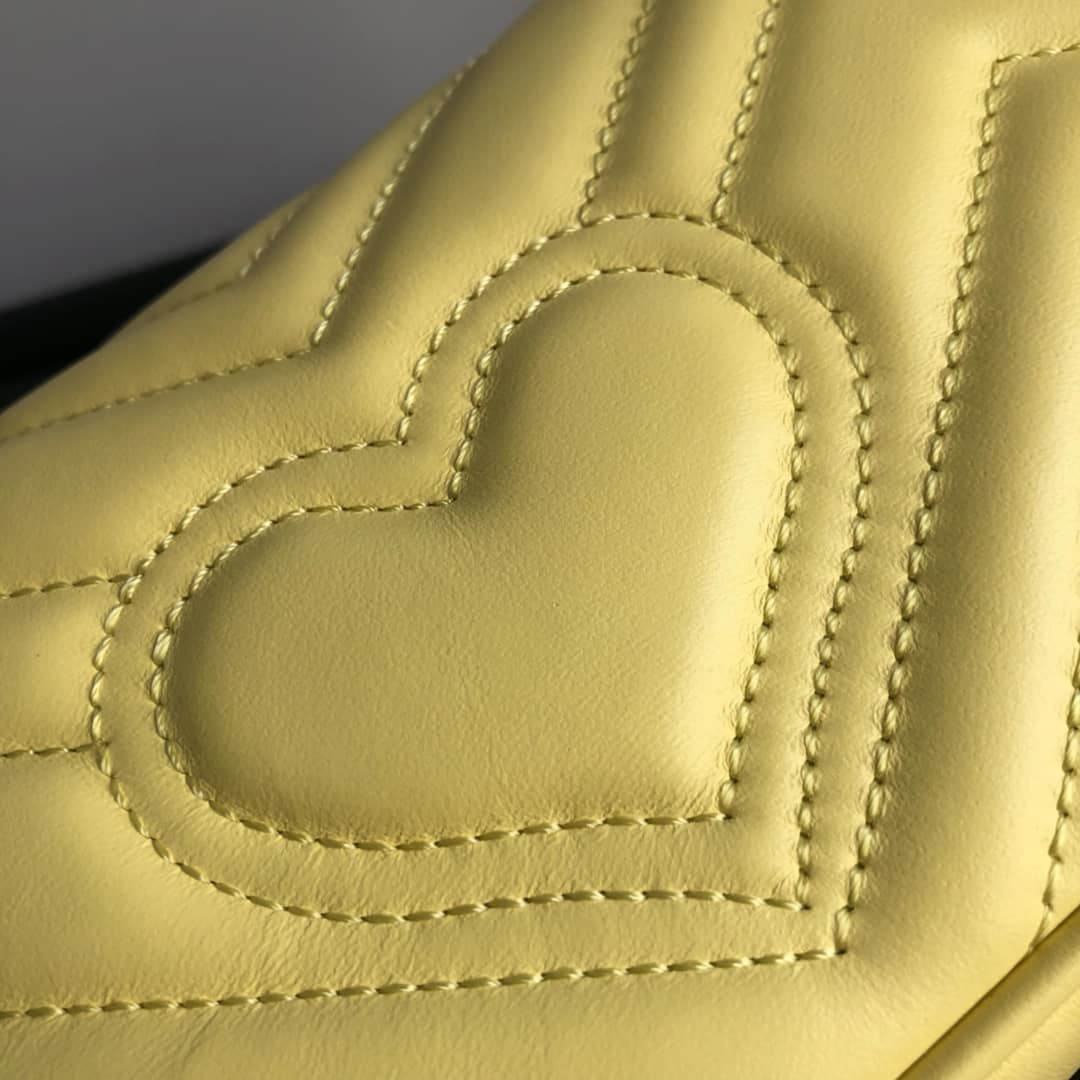 Gvc*1 GG Marmont Matelasse Leather Mini Shoulder Bag Replica Yellow 476433