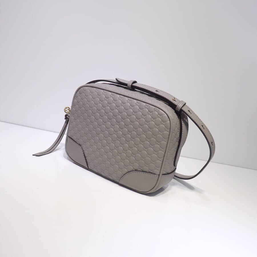 Gvc*1 Bree Gvc*1ssima GG Leather Canvas Camera Bag Replica Gray 449413