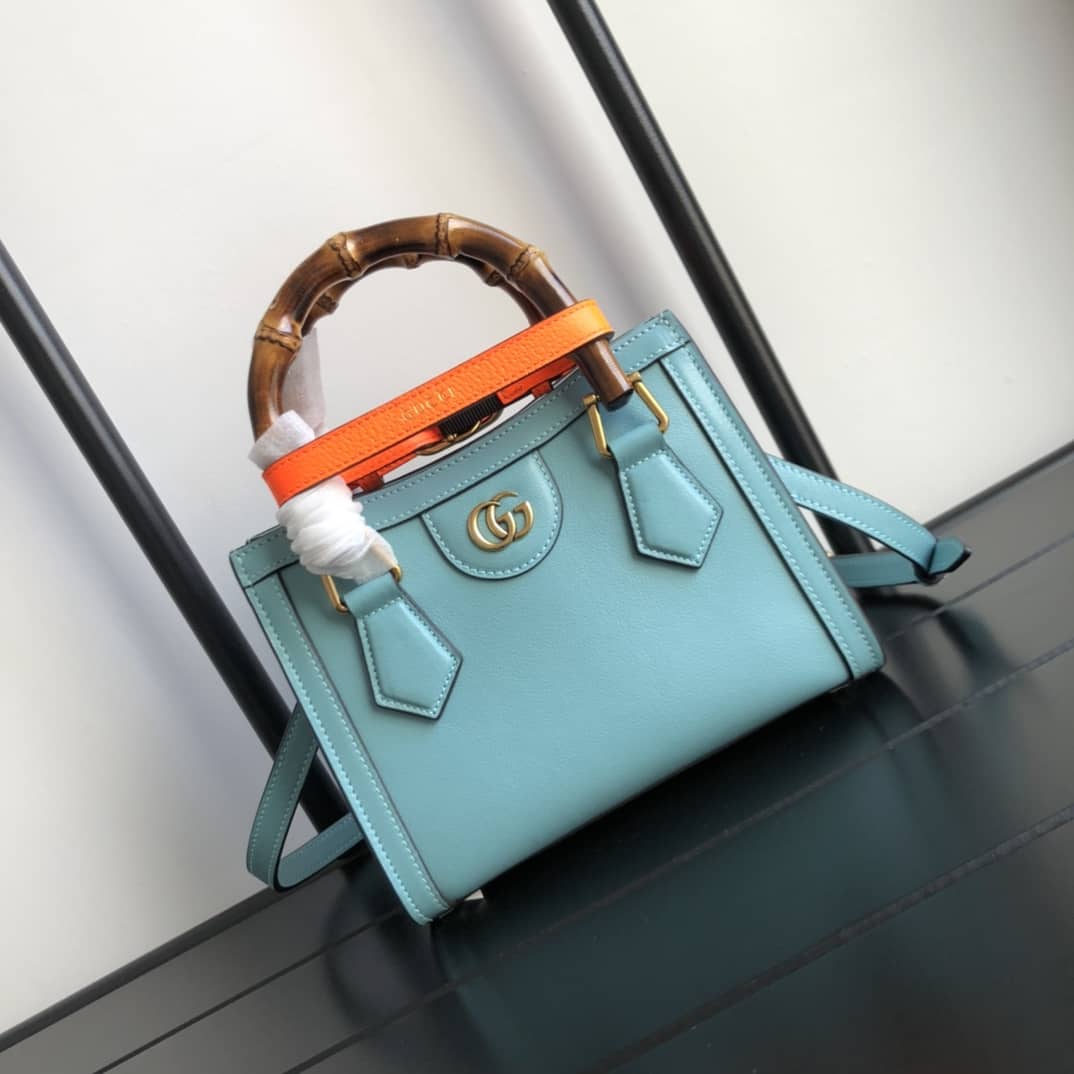 Gvc*1 Diana Mini Bamboo Tote Bag Replica Blue 655661
