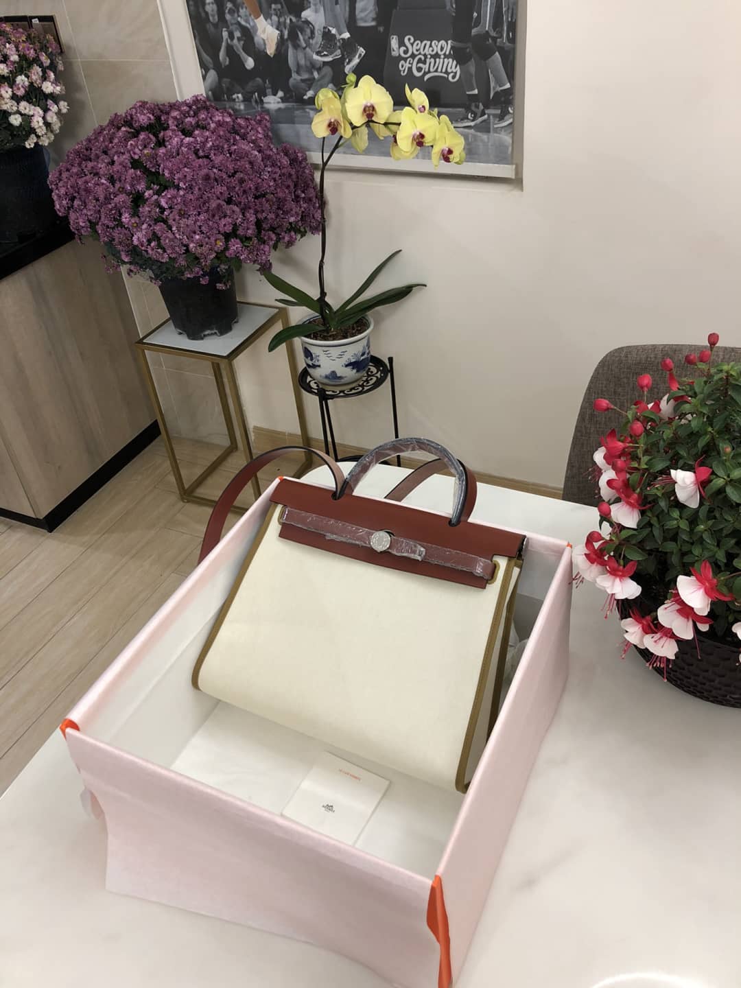 Replica H**me5 Birkin Bag 31 Canvas Leather HerBag