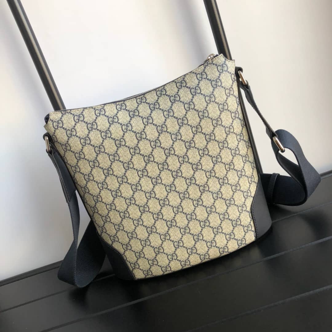 Gvc*1 Mens Svp*me Leather Double G Messenger Bag Replica Gray 406388