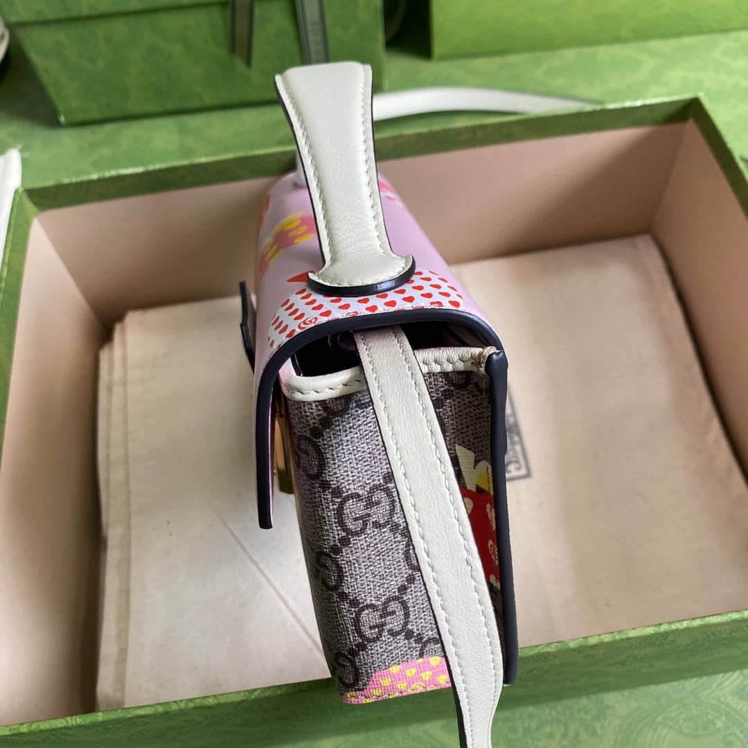 Gvc*1 GG Svp*me Canvas Padlock Mini Shoulder Bag Replica Pink 652683