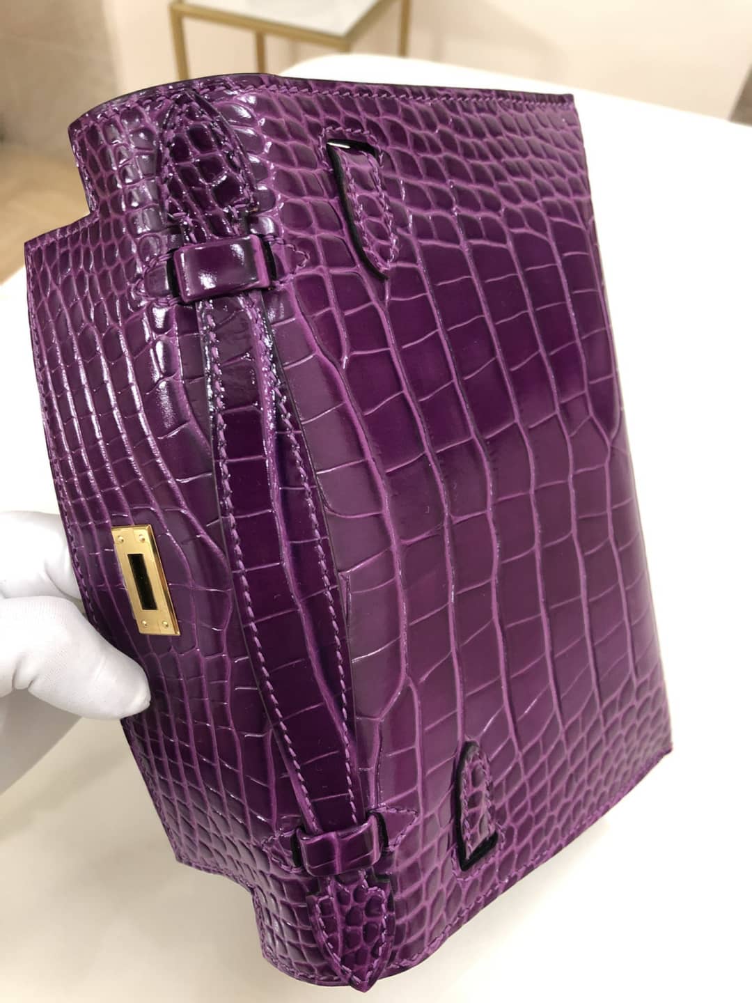 H**me5 Kelly Dupe 22CM Crocodile Shiny Replica Bag