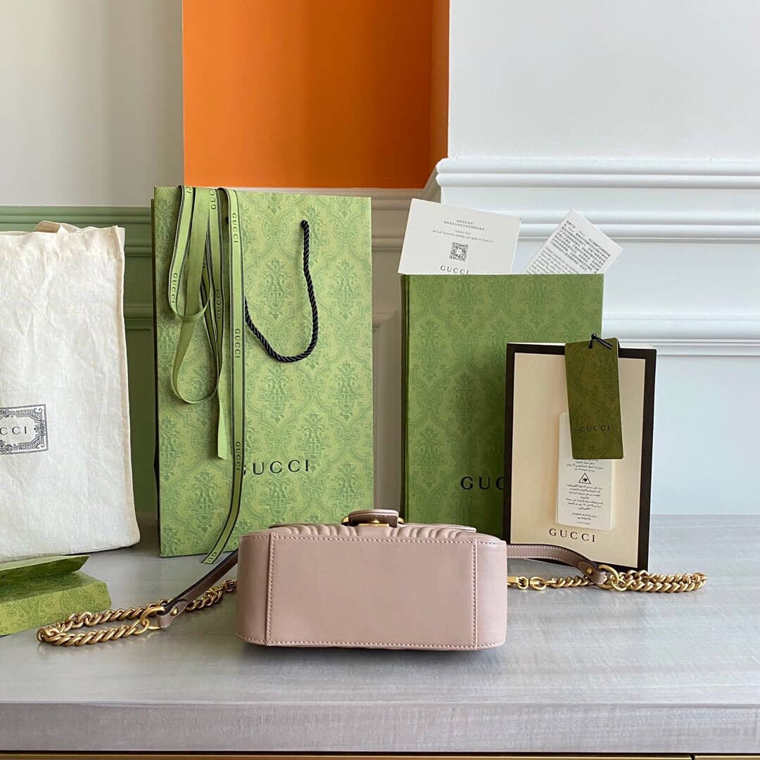 Gvc*1 GG Marmont Mini Leather Top Handle Bag Replica Apricot 547260