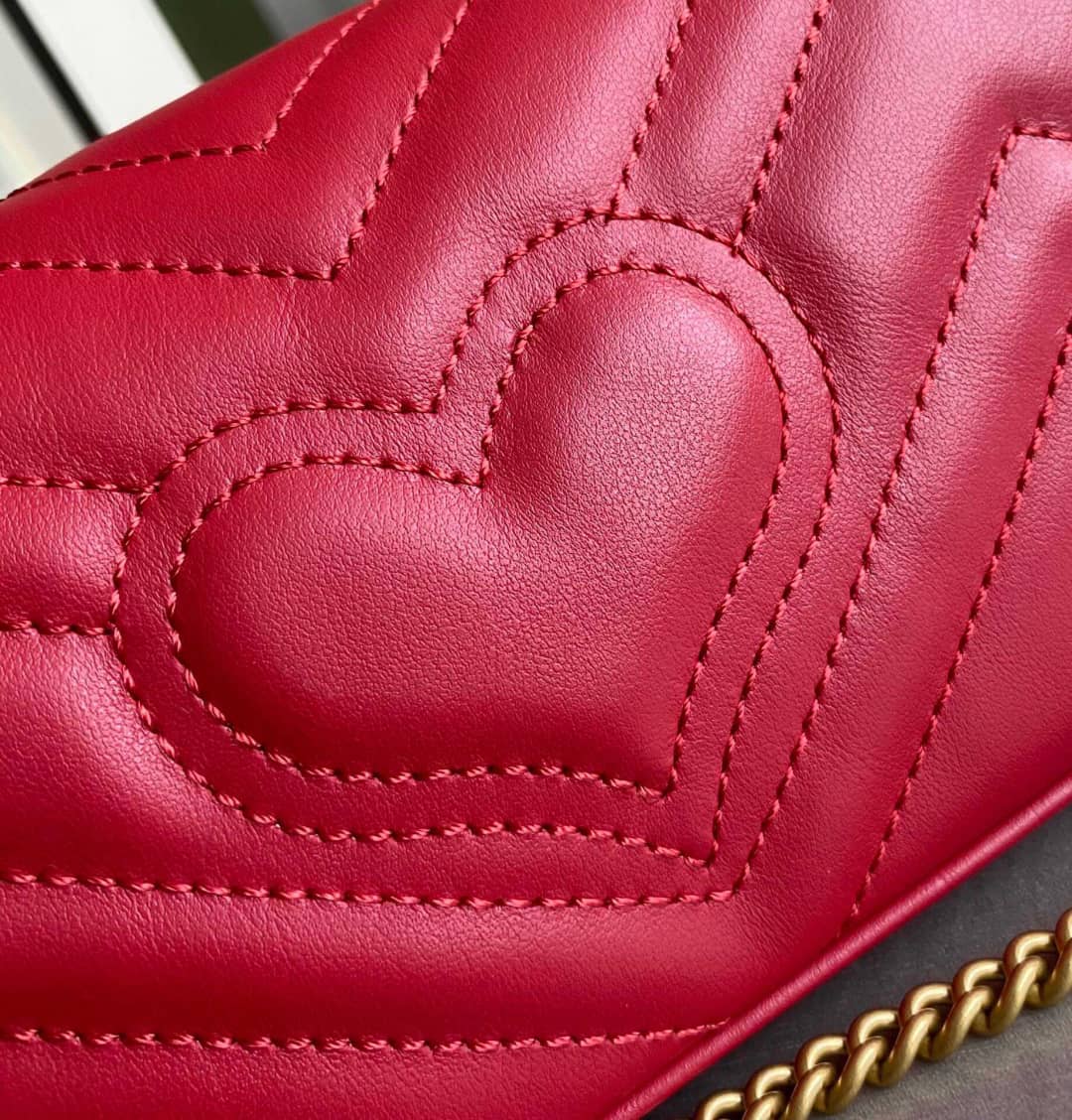 Gvc*1 GG Marmont Matelasse Leather Mini Shoulder Bag Replica Red 476433