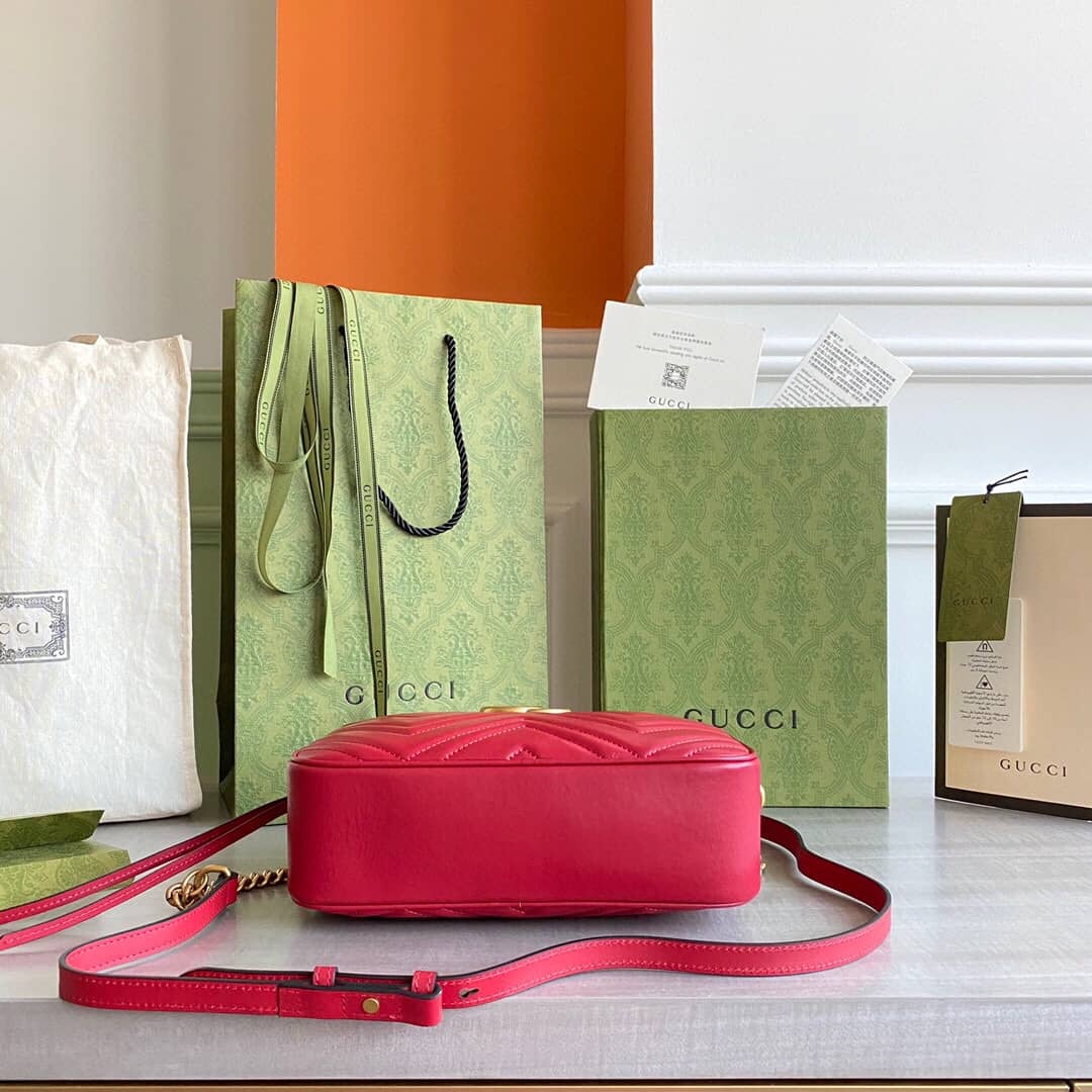 Gvc*1 GG Marmont Small Shoulder Handbag Camera Bag Replica Red 447632