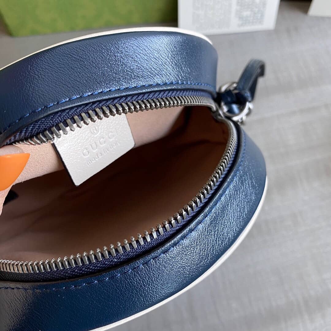 Gvc*1 GG Marmont Round Mini Shoulder Bag Replica Blue 550154