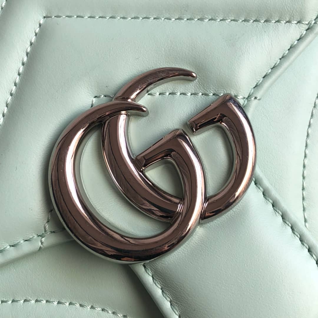 Gvc*1 GG Marmont Mini Leather Top Handle Bag Replica Green 547260