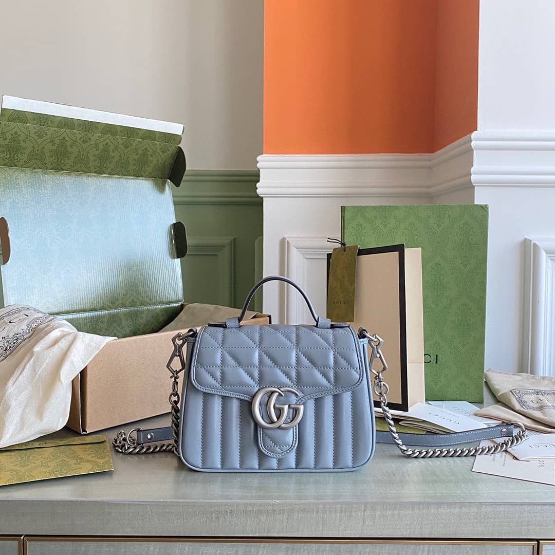 Gvc*1 GG Marmont Canvas Mini Top Handle Crossbody Bag 583571 Replica