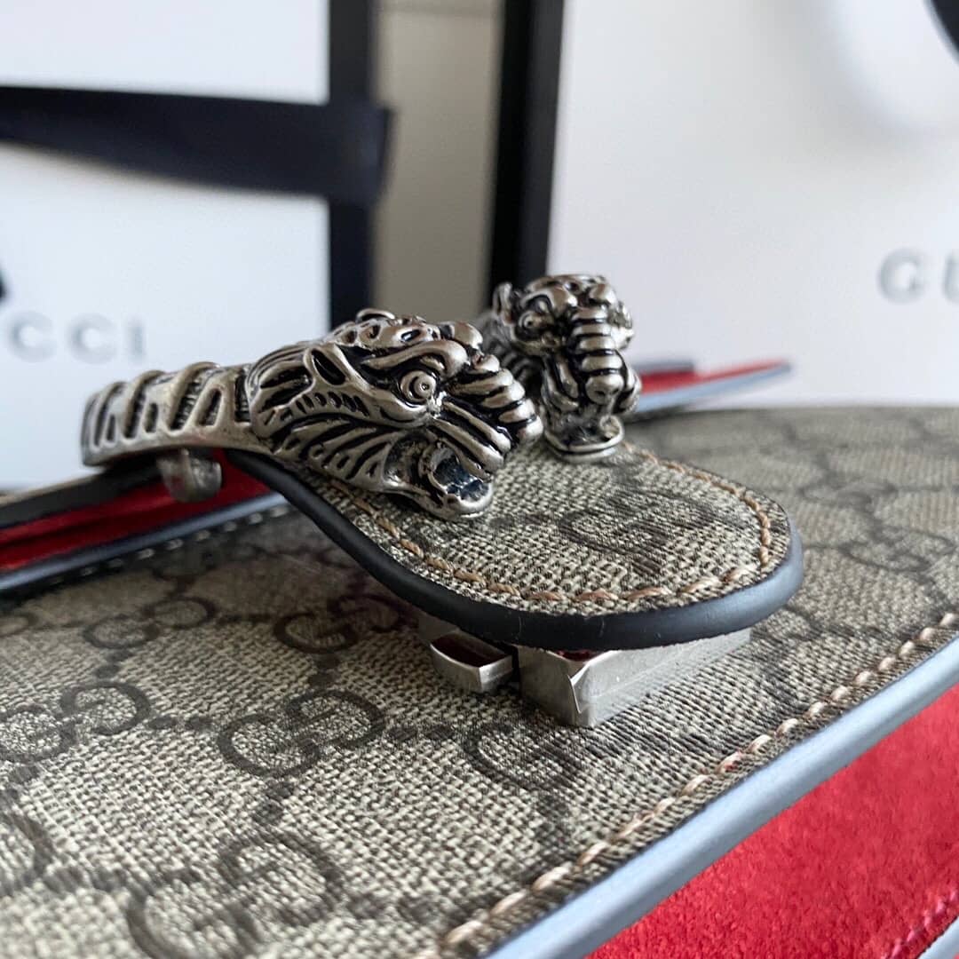 Gvc*1 Dionysus Dupe GG Svp*me Dionysus Chain Replica Shoulder Bag Gray Red 400249