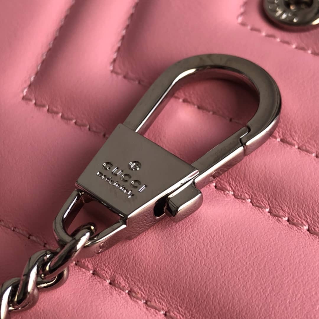 Gvc*1 GG Marmont Matelasse Leather Mini Shoulder Bag Replica Pink 476433