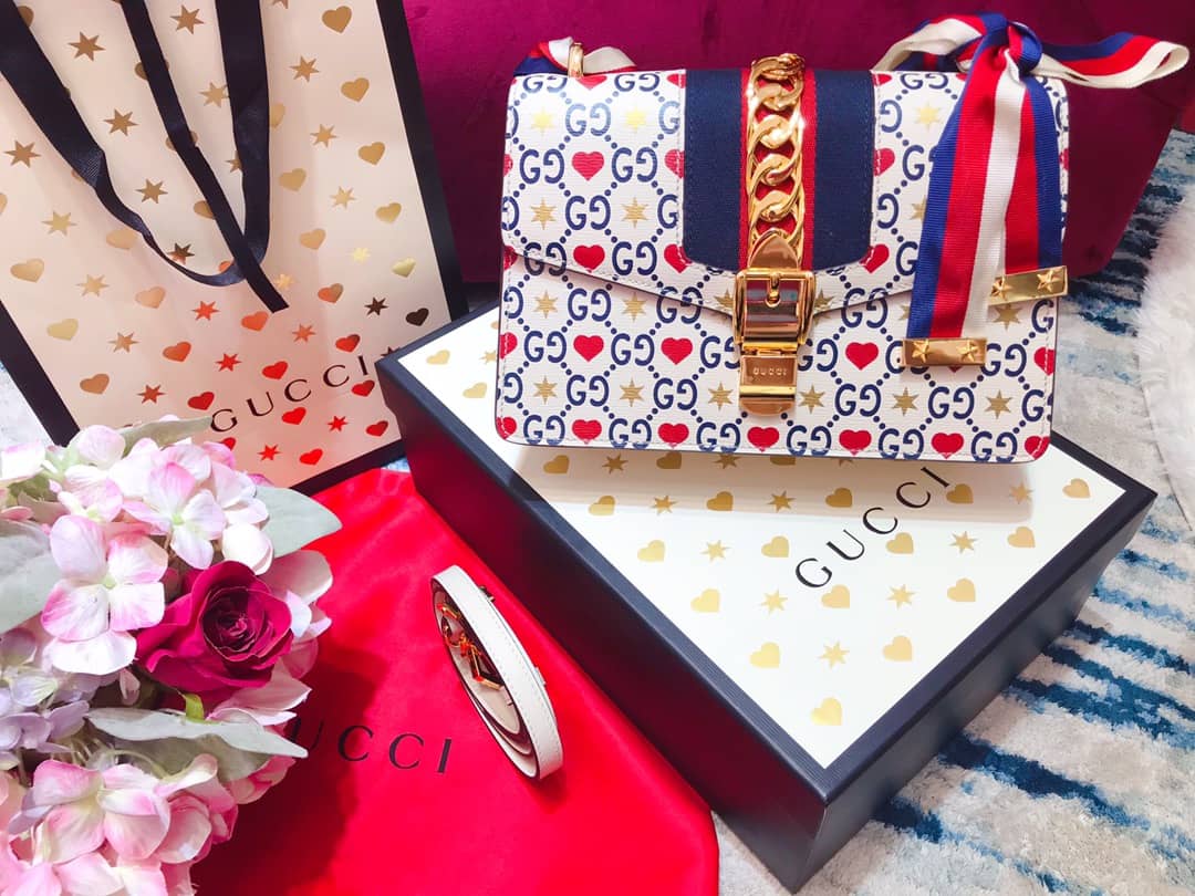 Gvc*1 Sylvie Small Leather Shoulder Bag Replica White Blue 421882