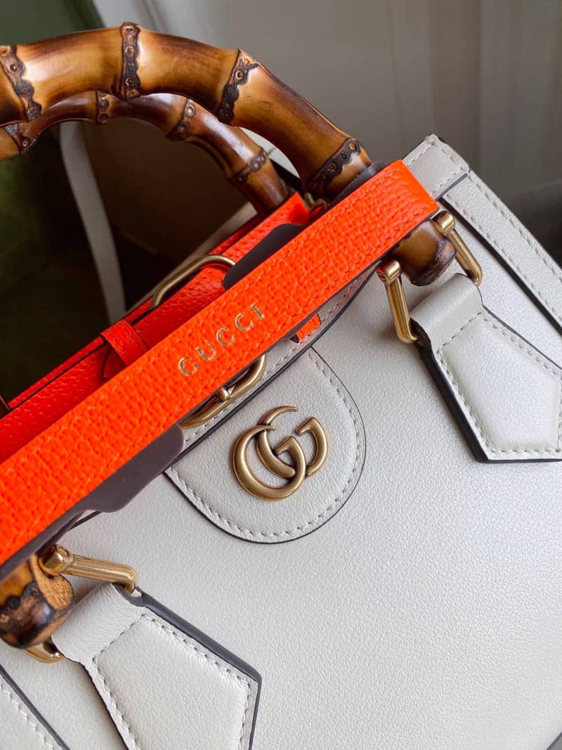 Gvc*1 Diana Mini Bamboo Tote Bag Replica White 655661
