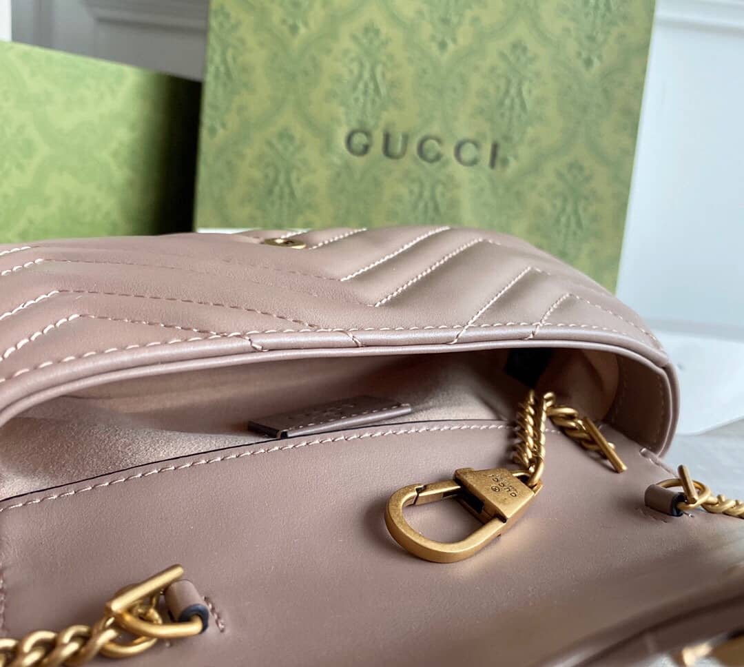 Gvc*1 GG Marmont Matelasse Leather Mini Shoulder Bag Replica Pink 476433