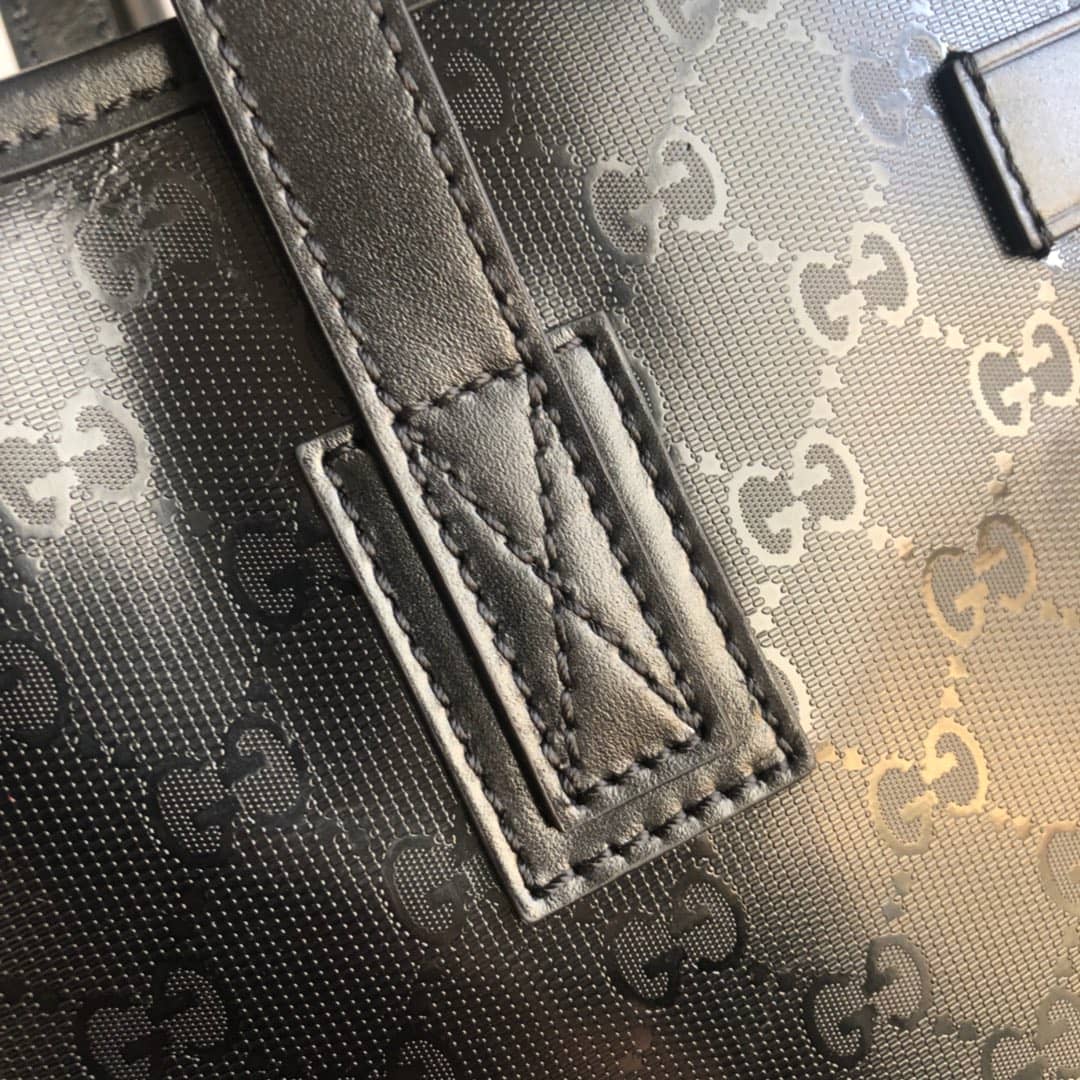 Gvc*1 GG Plus Large Zip Top PVC Replica Tote Black 211137