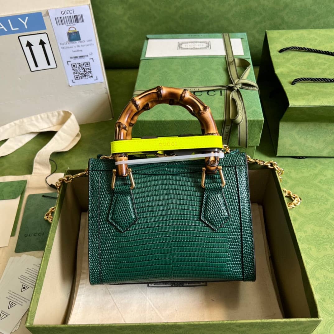 Gvc*1 Diana Lizard Mini Bag Dark Green 675800 Replica Tote