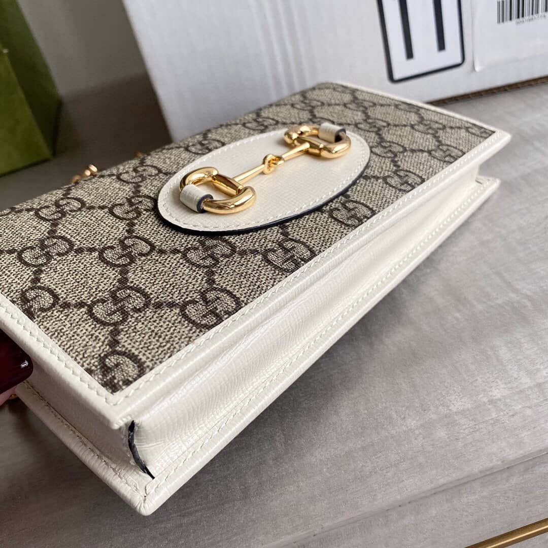 Gvc*1 GG Svp*me Horsebit 1955 Chain Wallet Replica White 621892