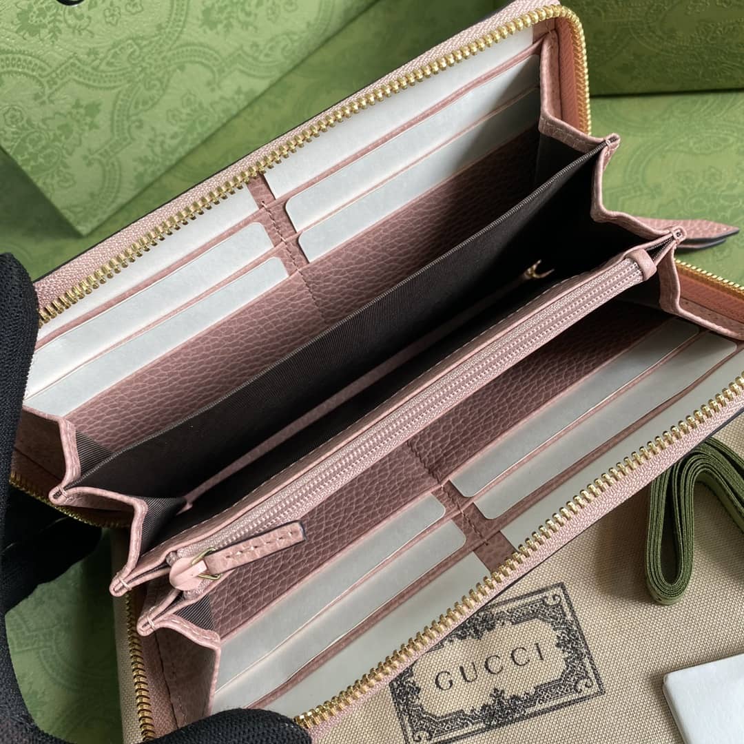 Gvc*1 GG Marmont Leather Zip Long Wallet Replica 456117