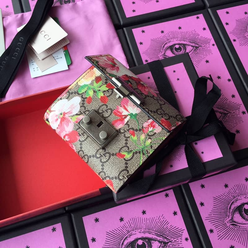 Gvc*1 Padlock Bee Star Print Calfskin Wallet Replica 453155