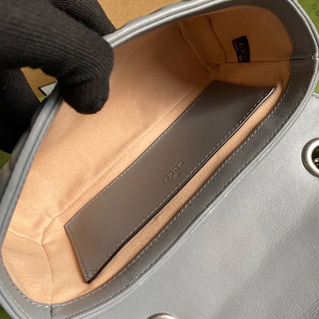 Gvc*1 GG Marmont Mini Matelasse Shoulder Bag Replica Gray 446744